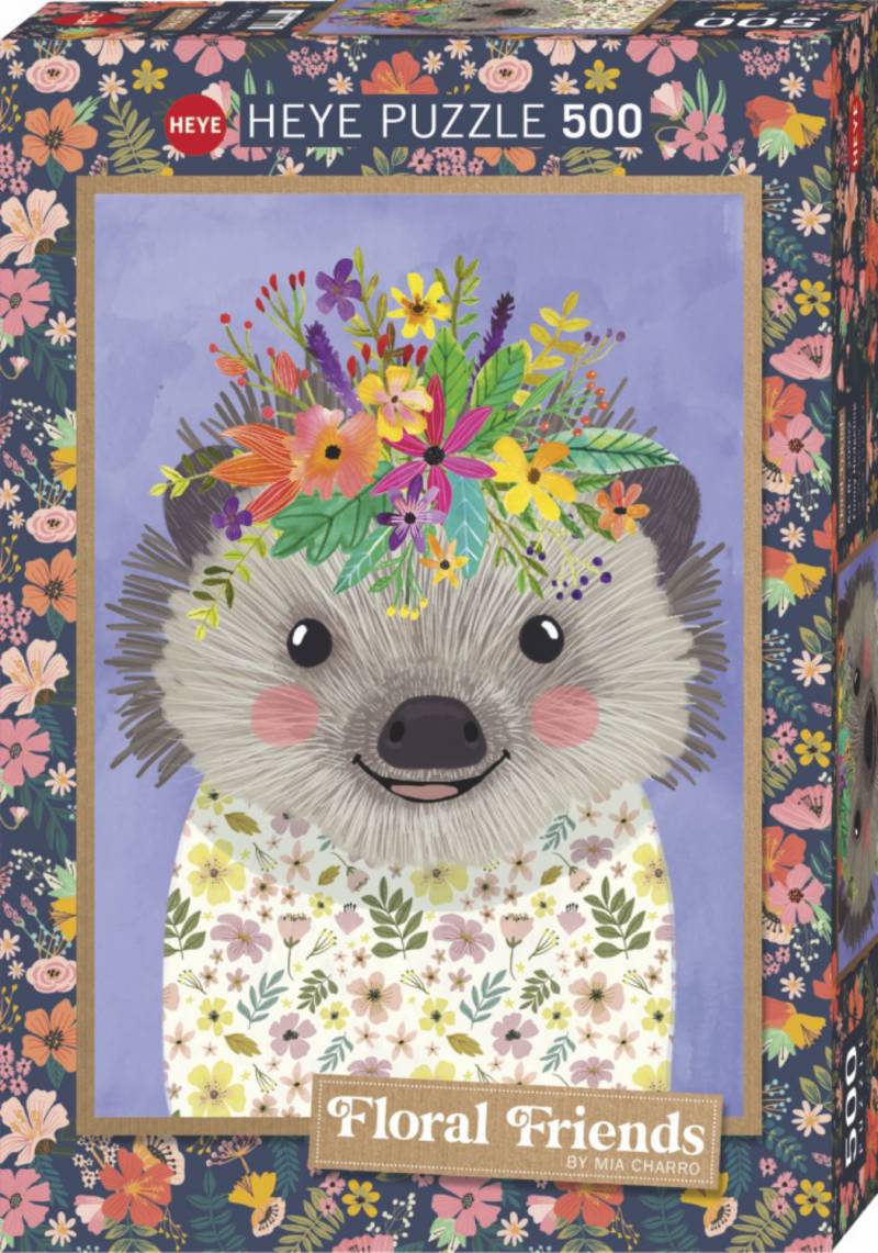 Heye Puzzle 500 Teile - Funny Hedgehog (Floral Friends) - von Heye