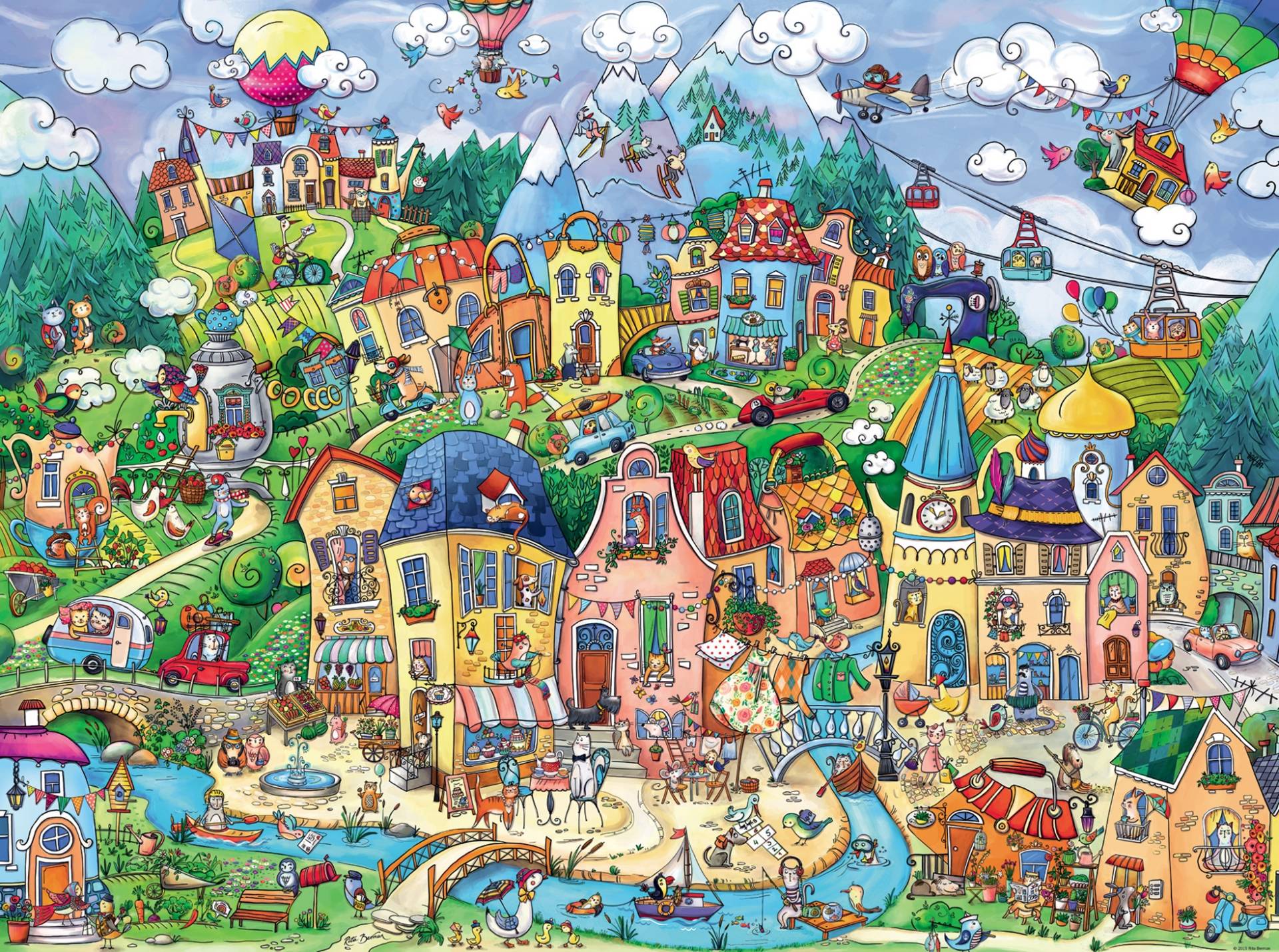 Heye Rita Berman: Happytown 1500 Teile Puzzle Heye-29744 von Heye