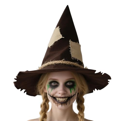 Heyigrow Vogelscheuche Patch Hexenhut für Erwachsene, Braun Filz Neuheit Zauberer Hut Cosplay Zubehör für Halloween Maskerade Heyigrow Vogelscheuche Patch Hexenhut für Erwachsene, Braun Filz Neuheit Zauberer Hut Cosplay Zubehör für Halloween Maskerade von Heyigrow
