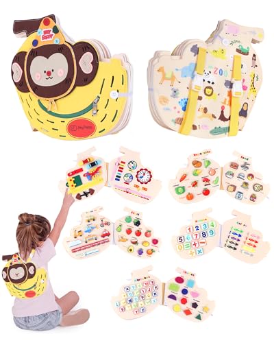 Heypappy Busy Board Montessori Spielzeug ab 1 2 3 4 Jahre,12-in-1 Quiet Book Kinder Sensorik Lernspielzeug zur Förderung der Feinmotorik, Busy Board Spielzeug mit Rucksackgurt Heypappy Busy Board Montessori Spielzeug ab 1 2 3 4 Jahre,12-in-1 Quiet Book Kinder Sensorik Lernspielzeug zur Förderung der Feinmotorik, Busy Board Spielzeug mit Rucksackgurt von Heypappy