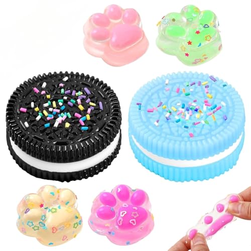 Heyumybit Soft Squeeze Biscuit Toys,2Pcs Biscuit Stress Relief Toy und 4 x Squishy Spielzeug Mini Katzenpfoten,Taba Squishy,Sensorik Spielzeug für Anti Stress und Angst Relief Heyumybit Soft Squeeze Biscuit Toys,2Pcs Biscuit Stress Relief Toy und 4 x Squishy Spielzeug Mini Katzenpfoten,Taba Squishy,Sensorik Spielzeug für Anti Stress und Angst Relief von Heyumybit