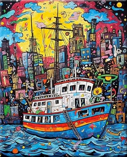 1000 Teile Puzzles,Graffiti Boats Painting,Bunt Abstrakt Puzzle,Memory Spiels Für Erwachsenes,Familie Educational Toys Tr60Gf von HfmQuisutron