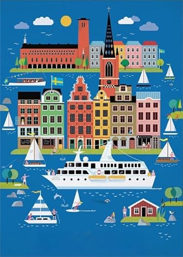 Puzzles 1000 Teiles,Lernspielzeug Für Kinder,Swedish City Travel Art Poster,Colour Puzzle,Gedächtnis Spiele Für Erwachsene Ya64Qn von HfmQuisutron