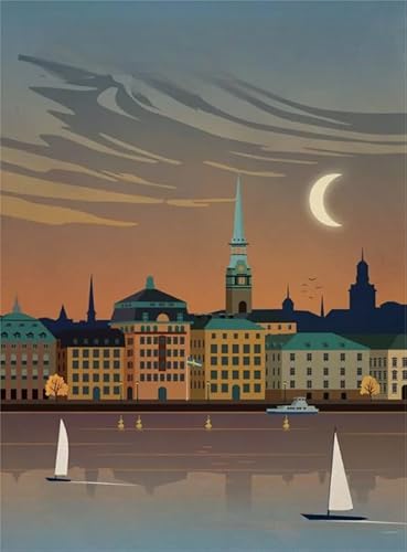 Puzzles 1000 Teiles,Lernspielzeug Für Kinder,Swedish City Travel Art Poster,Colour Puzzle,Gedächtnis Spiele Für Erwachsene Ya66Qn von HfmQuisutron