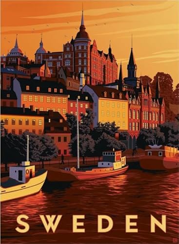 Puzzles 1000 Teiles,Lernspielzeug Für Kinder,Swedish City Travel Art Poster,Colour Puzzle,Gedächtnis Spiele Für Erwachsene Ya67Qn von HfmQuisutron