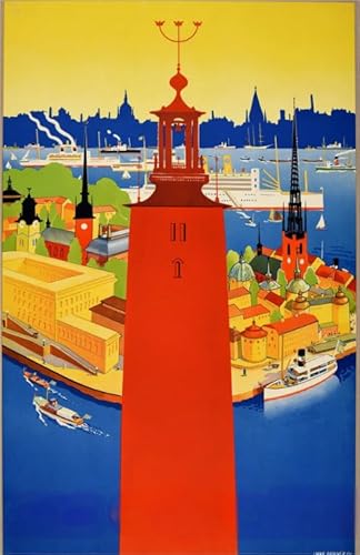 Puzzles 1000 Teiles,Lernspielzeug Für Kinder,Swedish City Travel Art Poster,Colour Puzzle,Gedächtnis Spiele Für Erwachsene Ya68Qn von HfmQuisutron
