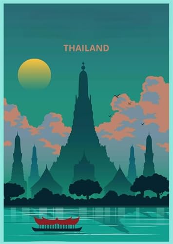 Puzzles 1000 Teiles,Lernspielzeug Für Kinder Puzzle,Thailand Retro Travel Art Poster,Gedächtnis Spiele Für Erwachsene,Wand Kunst Decor Ya227Qn von HfmQuisutron