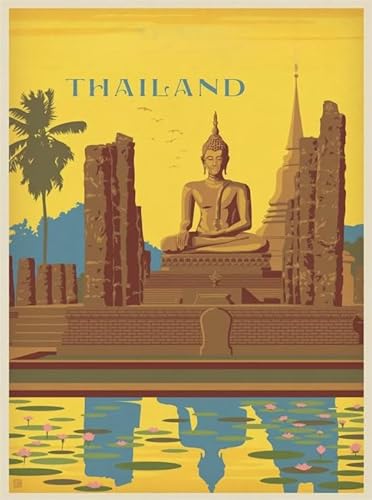 Puzzles 1000 Teiles,Lernspielzeug Für Kinder Puzzle,Thailand Retro Travel Art Poster,Gedächtnis Spiele Für Erwachsene,Wand Kunst Decor Ya229Qn von HfmQuisutron
