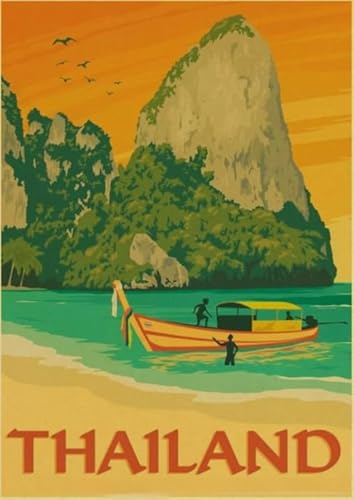 Puzzles 1000 Teiles,Lernspielzeug Für Kinder Puzzle,Thailand Retro Travel Art Poster,Gedächtnis Spiele Für Erwachsene,Wand Kunst Decor Ya230Qn von HfmQuisutron