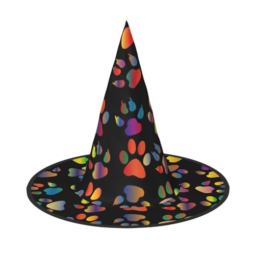 Bunte Hundepfote, Halloween, Hexenparty, Kostüm, Zubehör, Weihnachten, Geburtstag, faltbarer spitzer Hut, schwarz, 1 Stück Bunte Hundepfote, Halloween, Hexenparty, Kostüm, Zubehör, Weihnachten, Geburtstag, faltbarer spitzer Hut, schwarz, 1 Stück von Hgvcse