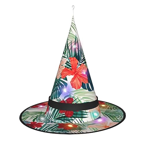Halloweenvegetation Blätter mit Hibiskusblüten Hexenhut Party Led Steeple Top Kostüm Zubehör Weihnachten Geburtstag Faltbar Spitz von Hgvcse
