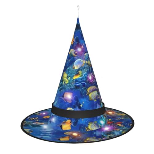 Hgvcse Halloween-Hexenhut, Fische, Party, LED-Kurm, Kostüm, Zubehör, Weihnachten, Geburtstag, faltbar, spitz Hgvcse Halloween-Hexenhut, Fische, Party, LED-Kurm, Kostüm, Zubehör, Weihnachten, Geburtstag, faltbar, spitz von Hgvcse