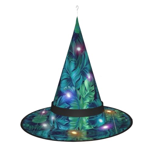 Hgvcse Halloween-Hexenhut, Palmblätter, Party, LED-Kurm, Kostüm, Zubehör, Weihnachten, Geburtstag, faltbar, spitz Hgvcse Halloween-Hexenhut, Palmblätter, Party, LED-Kurm, Kostüm, Zubehör, Weihnachten, Geburtstag, faltbar, spitz von Hgvcse