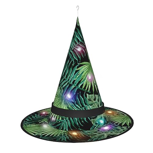 Hgvcse Halloween-Hexenhut, transparent, Palmblatt-Muster, Party, LED-Kurm, Kostüm, Zubehör, Weihnachten, Geburtstag, faltbar, spitz Hgvcse Halloween-Hexenhut, transparent, Palmblatt-Muster, Party, LED-Kurm, Kostüm, Zubehör, Weihnachten, Geburtstag, faltbar, spitz von Hgvcse