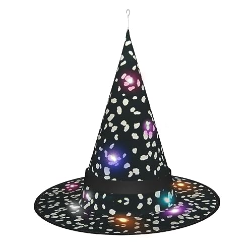 Hgvcse Halloween-Hexenhut mit Leopardenmuster, Schwarz und Weiß, Party, LED-Herd, Zubehör, Weihnachten, Geburtstag, faltbar, spitz Hgvcse Halloween-Hexenhut mit Leopardenmuster, Schwarz und Weiß, Party, LED-Herd, Zubehör, Weihnachten, Geburtstag, faltbar, spitz von Hgvcse