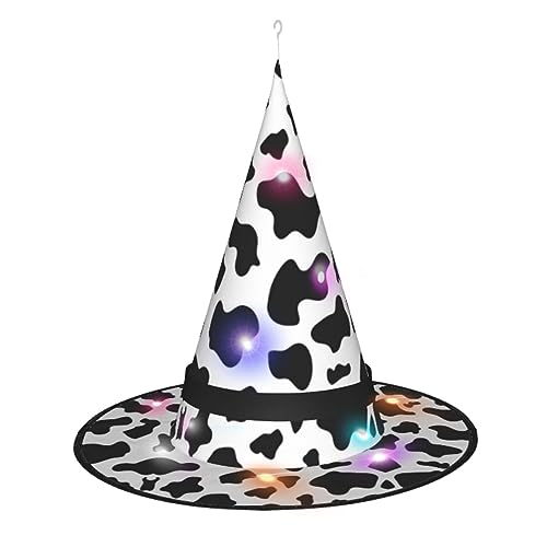 Hgvcse Halloween-Hexenhut mit Leopardenmuster, Schwarz und Weiß, Party, LED-Turm, Kostüm, Zubehör, Weihnachten, Geburtstag, faltbar, spitz Hgvcse Halloween-Hexenhut mit Leopardenmuster, Schwarz und Weiß, Party, LED-Turm, Kostüm, Zubehör, Weihnachten, Geburtstag, faltbar, spitz von Hgvcse