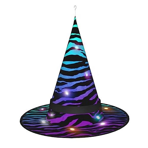 Hgvcse Halloween-Hexenhut mit Zebrastreifen, Violett, Blau, Grün, Camouflage, Zebrastreifen, Party, LED-Turm, Kostüm, Zubehör, Weihnachten, Geburtstag, faltbar, spitz Hgvcse Halloween-Hexenhut mit Zebrastreifen, Violett, Blau, Grün, Camouflage, Zebrastreifen, Party, LED-Turm, Kostüm, Zubehör, Weihnachten, Geburtstag, faltbar, spitz von Hgvcse