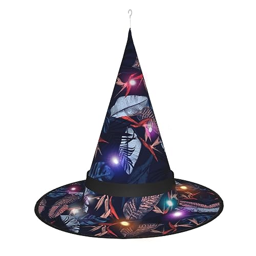 Hgvcse Halloween-Hexenhut mit blauem und orangefarbenem Vogel, Party, LED-Kirchturm, Kostüm, Zubehör, Weihnachten, Geburtstag, faltbar, spitz Hgvcse Halloween-Hexenhut mit blauem und orangefarbenem Vogel, Party, LED-Kirchturm, Kostüm, Zubehör, Weihnachten, Geburtstag, faltbar, spitz von Hgvcse