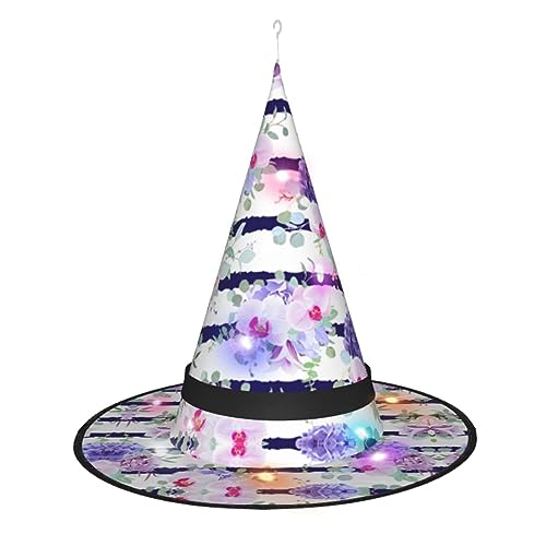 Hgvcse Halloween gestreifte Sukkulenten Hexenhut Party Led Steeple Top Kostüm Zubehör Weihnachten Geburtstag Faltbar Spitz von Hgvcse