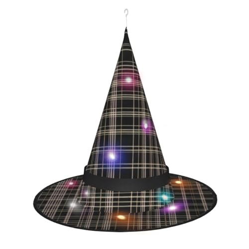 Hgvcse Halloween gestreifter karierter Hexenhut Party Led Steeple Top Kostüm Zubehör Weihnachten Geburtstag Faltbar Spitze Hgvcse Halloween gestreifter karierter Hexenhut Party Led Steeple Top Kostüm Zubehör Weihnachten Geburtstag Faltbar Spitze von Hgvcse