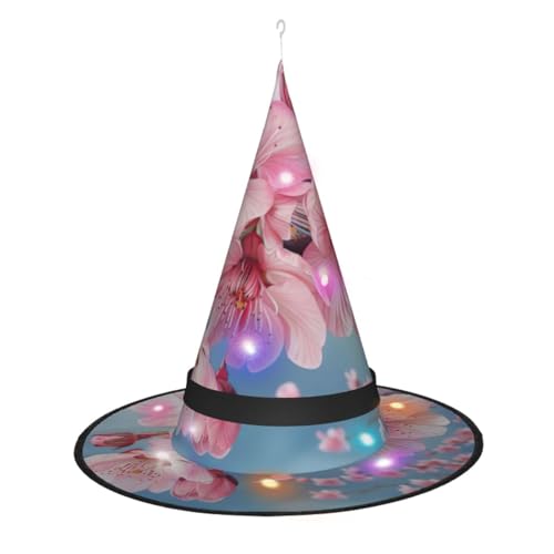 Hgvcse Halloween japanische Kirschblumen Hexenhut Party Led Steeple Top Kostüm Zubehör Weihnachten Geburtstag faltbar spitz von Hgvcse
