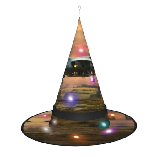 Hgvcse Halloweenaircraft Fighter Jets Hexenhut Party Led Steeple Top Kostüm Zubehör Weihnachten Geburtstag Faltbar Spitz von Hgvcse