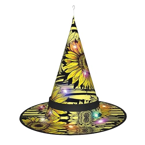 Hgvcse Halloweenbees Sunflowe Hexenhut Party Led Steeple Top Kostüm Zubehör Weihnachten Geburtstag Faltbar Spitz von Hgvcse