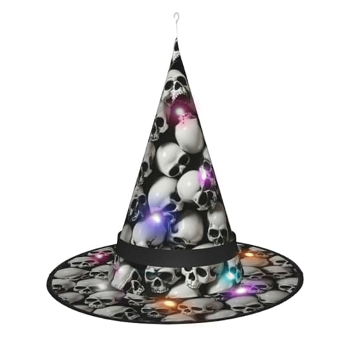 Hgvcse Halloweenblack Totenkopf Hexenhut Party Led Steeple Top Kostüm Zubehör Weihnachten Geburtstag Faltbar Spitz von Hgvcse