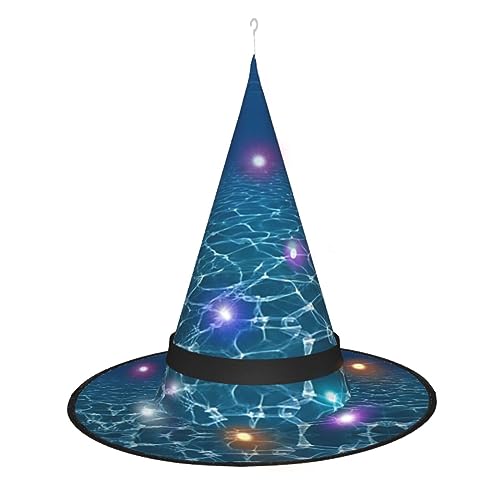 Hgvcse Halloweenblue Deep Ocean Hexenhut Party Led Steeple Top Kostüm Zubehör Weihnachten Geburtstag Faltbar Spitz von Hgvcse