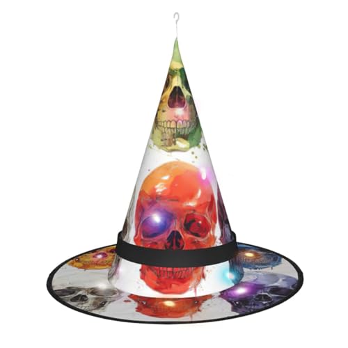 Hgvcse Halloweencolor Hexenhut mit Totenköpfen, Party, LED-Turm, Kostüm, Zubehör, Weihnachten, Geburtstag, faltbar, spitz Hgvcse Halloweencolor Hexenhut mit Totenköpfen, Party, LED-Turm, Kostüm, Zubehör, Weihnachten, Geburtstag, faltbar, spitz von Hgvcse