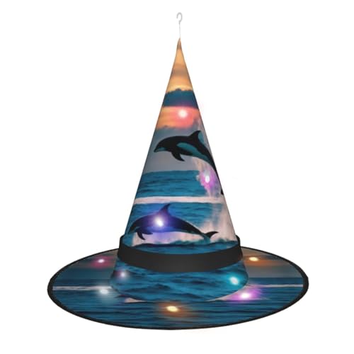 Hgvcse Halloweenfunny Tier Delfin Hexenhut Party Led Steeple Top Kostüm Zubehör Weihnachten Geburtstag Faltbar Spitz von Hgvcse