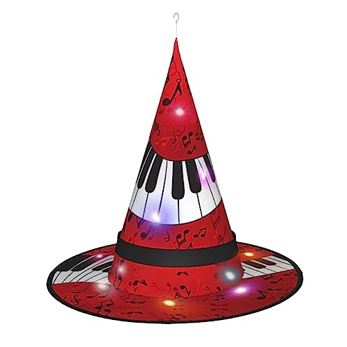 Hgvcse Halloweenmusic Note Piano Hexenhut Party Led Steeple Top Kostüm Zubehör Weihnachten Geburtstag Faltbar Spitz von Hgvcse
