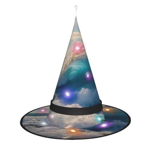 Hgvcse Halloweenocean Sea Wave Hexenhut Party Led Steeple Top Kostüm Zubehör Weihnachten Geburtstag Faltbar Spitz von Hgvcse