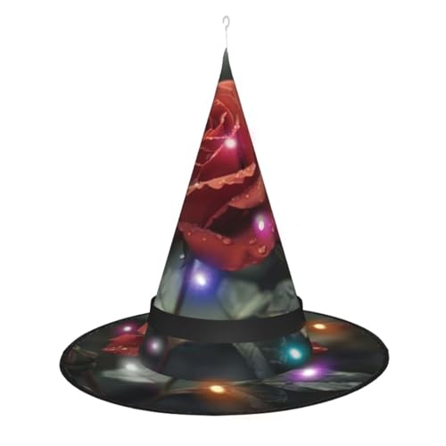 Hgvcse Halloweenred Rose Hexenhut Party Led Steeple Top Kostüm Zubehör Weihnachten Geburtstag Faltbar Spitz von Hgvcse