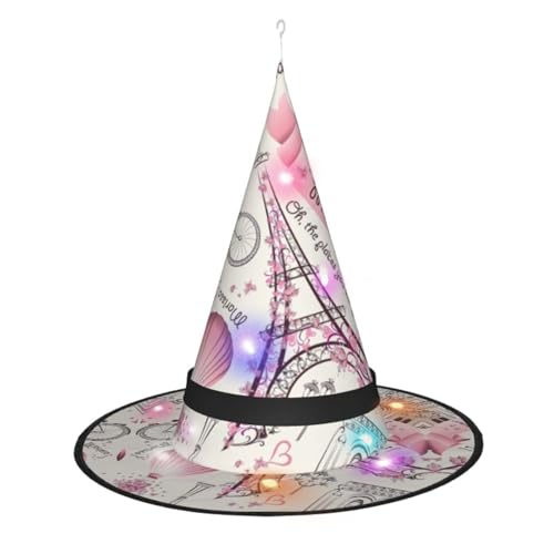 Hgvcse Halloweenromantic Paris Schmetterling Hexenhut Party Led Steeple Top Kostüm Zubehör Weihnachten Geburtstag Faltbar Spitz von Hgvcse
