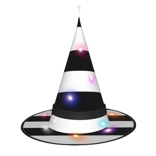 Hgvcse Halloweenstripes schwarz-weißer Hexenhut, Party, LED-Stureple, Kostüm, Zubehör, Weihnachten, Geburtstag, faltbar, spitz Hgvcse Halloweenstripes schwarz-weißer Hexenhut, Party, LED-Stureple, Kostüm, Zubehör, Weihnachten, Geburtstag, faltbar, spitz von Hgvcse