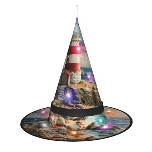 Hgvcse Halloweenthe Seaside Leuchtturm Hexenhut Party Led Steeple Top Kostüm Zubehör Weihnachten Geburtstag Faltbar Spitz von Hgvcse