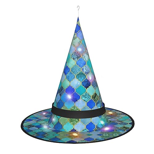 Hgvcse Hexenhut mit Halloween-Muster, Party, LED-Kurm, Kostüm, Zubehör, Weihnachten, Geburtstag, faltbar, spitz Hgvcse Hexenhut mit Halloween-Muster, Party, LED-Kurm, Kostüm, Zubehör, Weihnachten, Geburtstag, faltbar, spitz von Hgvcse