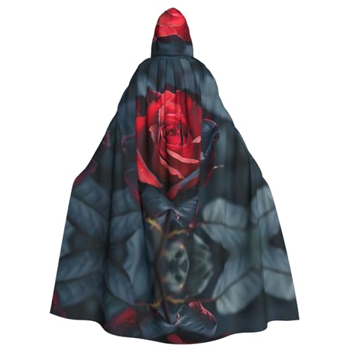 Umhang mit Kapuze, Uni, rote und schwarze Rose, für Halloween, Cosplay, Ritter, Goths, seltsame Kleidung von Hgvcse