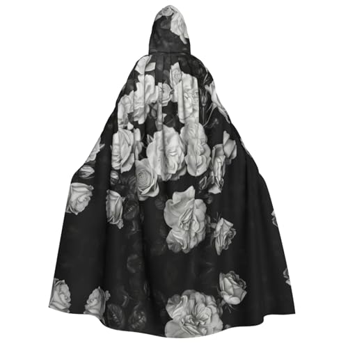 Umhang mit Kapuze, Uni, schwarz, weiß, Rose, für Halloween, Cosplay, Ritter, Goths, seltsame Kleidung von Hgvcse