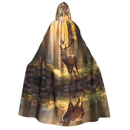 Uni Wildtier Hirschgeweih Kapuzenumhang Halloween Cosplay Kostüme Gothic Ritter Kostüme Robe von Hgvcse