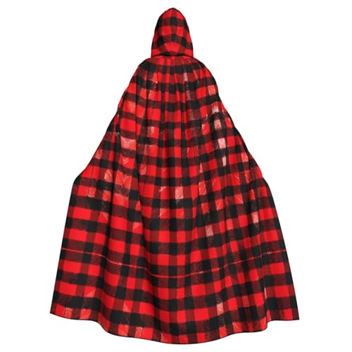 Uni karierter roter und schwarzer Kapuzenumhang für Halloween, Cosplay, Kostüme, Ritter, Goths, seltsame Kleidung Uni karierter roter und schwarzer Kapuzenumhang für Halloween, Cosplay, Kostüme, Ritter, Goths, seltsame Kleidung von Hgvcse