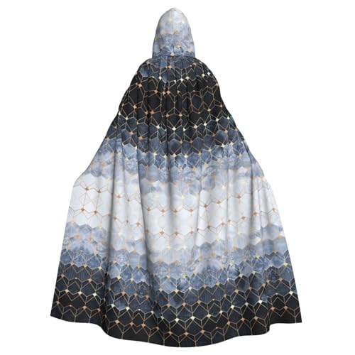 Unisexblue Hexagons And Diamonds Hooded Cloak Cape Halloween Cosplay Costumes Knight Goth's Strange Clothes Robe von Hgvcse
