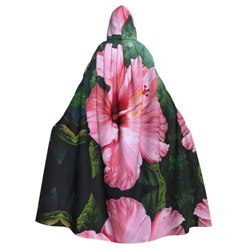Unisexhawaii Umhang mit Kapuze, rosafarbene Blume, für Halloween, Cosplay, Ritter, Goths, seltsame Kleidung von Hgvcse