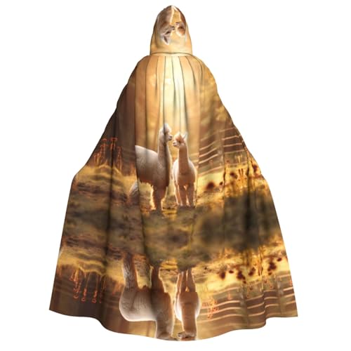 Unisexi Love Alpacas Kapuzenumhang Umhang Halloween Cosplay Kostüme Ritter Goth's seltsame Kleidung Robe von Hgvcse