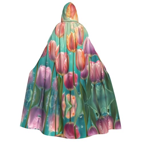 Unisexpink Tulpen Kapuzenumhang Umhang Halloween Cosplay Kostüme Ritter Goth's seltsame Kleidung Robe von Hgvcse