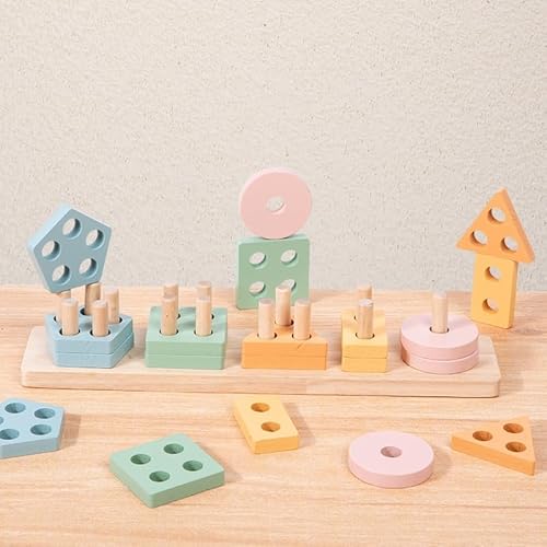 Holzspielzeug Kinderspielzeug Montessori Holzspielzeug Sortieren Macaron Steckplatte Holz Sortierspiel Holzspielzeug ab 1 2 3 jahre Holz Sortier und Stapelspielzeug Geometrische Bausteine für Kinder von HhBdy