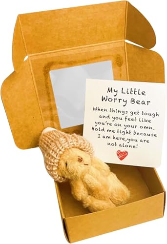 Sorgenbär-Umarmung in einer Box, Mini-Sorgenbär mit inspirierender Karte, Beileidsgeschenk für Weihnachten und Valentinstag, Schreibtischzubehör Sorgenbär-Umarmung in einer Box, Mini-Sorgenbär mit inspirierender Karte, Beileidsgeschenk für Weihnachten und Valentinstag, Schreibtischzubehör von HiCWX
