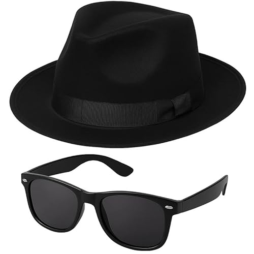 HiFEN® Blues Hut und Sonnenbrille Set - Uni Erwachsene Verkleidung Zubehör für Partys, Halloween, Tribut-Shows und Themenveranstaltungen von HiFEN