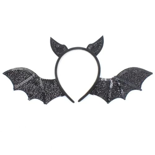 HiFEN Haarreif mit Fledermaus-Ohren und Flügeln, glitzernde Pailletten, Kostümzubehör für Kinder, Jugendliche und Erwachsene, schwarzes Fledermaus-Haarband für Party, Süßes oder Saures, Cosplay, 2 HiFEN Haarreif mit Fledermaus-Ohren und Flügeln, glitzernde Pailletten, Kostümzubehör für Kinder, Jugendliche und Erwachsene, schwarzes Fledermaus-Haarband für Party, Süßes oder Saures, Cosplay, 2 von HiFEN